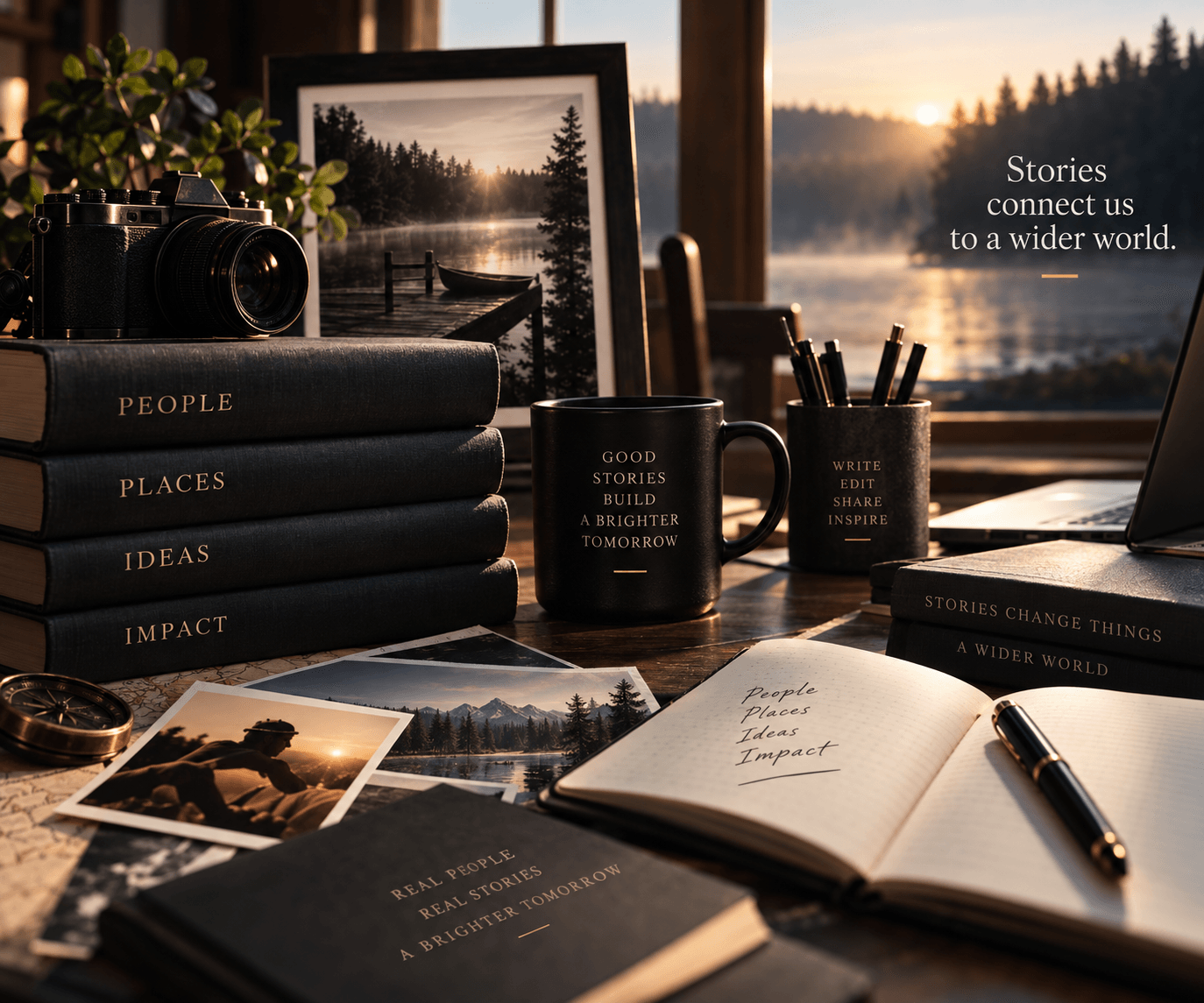 A storytelling workspace connecting people, places, ideas, and impact to a wider world