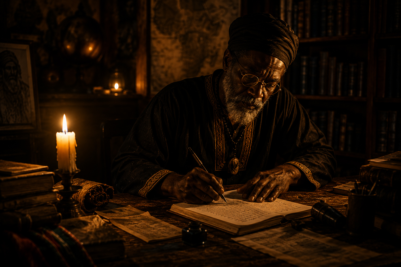 DaddyMan Publishing - Scholar writing by candlelight